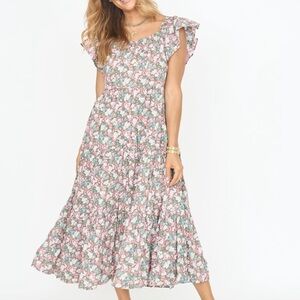 Floral Maxi Dress with Ruffled Sleeves